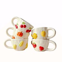 新奇马克杯手捏异形樱桃陶瓷杯咖啡杯水果创意马克杯高颜值早餐杯