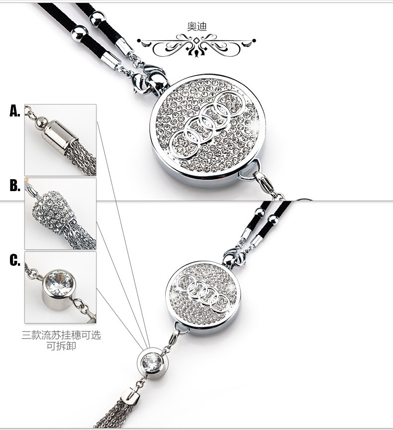 Specially Designed for Foreign Trade, Car Perfume Hanging Ornaments, Long-Lasting Light Fragrance Essential Oil Aroma Pendants with Diamond-Encrusted Hanging Decorations