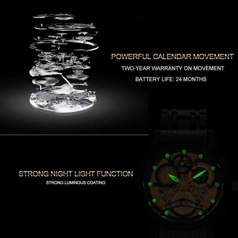 Reloj de hombre explosivo de comercio electrónico transfronterizo, cinturón de acero luminoso impermeable, reloj de tendencia de moda de comercio exterior de Guangzhou, una pieza de aprobación