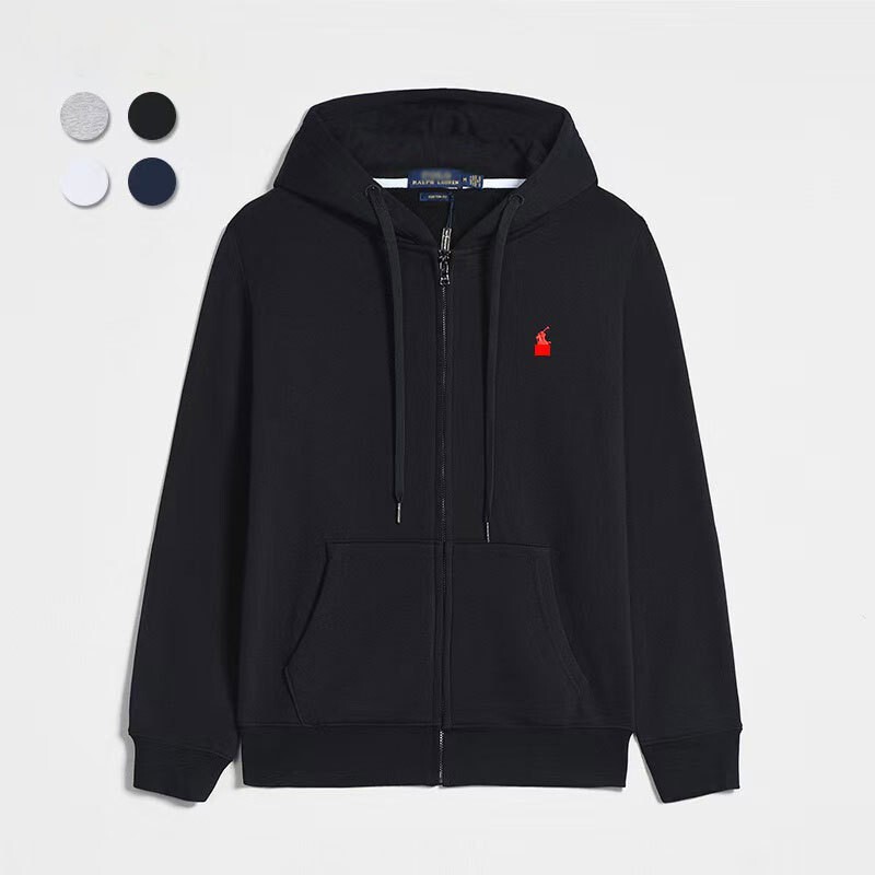 Cross-Border Foreign Trade Rl Men's Sweatshirt Set with Embroidered Pony Logo, Hooded Zip-Up Fleece Casual Jacket for Men