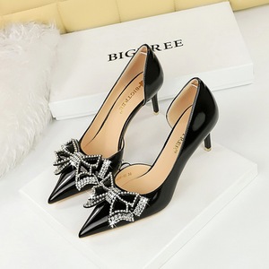 638-AH17 European and American Style Fashion Banquet Women's Shoes High Heels, Thin Heels, Shallow Mouth Pointed La