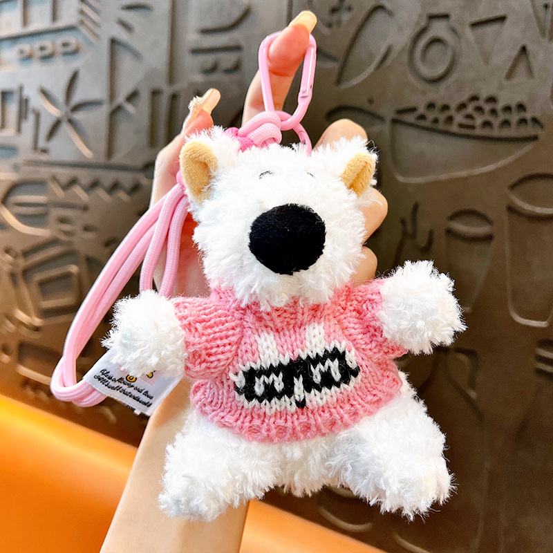 Creativo felpa marea cool oso estudiante mochila colgante muñeca linda pareja llavero pequeño regalo de dibujos animados al por mayor