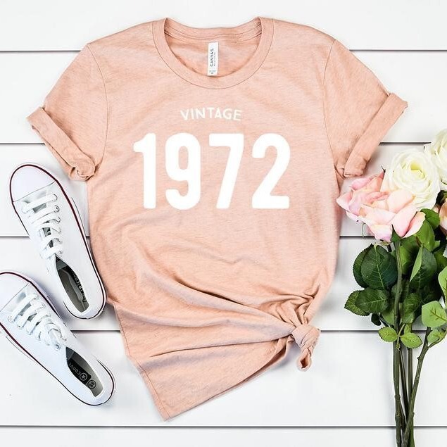 Foreign trade T-shirt 1972 digital VINTAGE letter printing pattern short sleeve top round neck Amazon European and American Foreign trade T-shirt 1972 digital VINTAGE letter printing pattern short sleeve top round neck Amazon European and American
