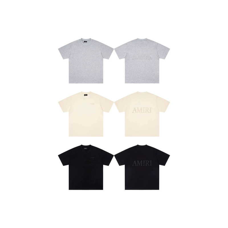 Foreign Trade Brand with Complete Three-Way Labeling, Trendy Brand Am, New Model with Logo Letter Embroidery, Classic Style, Loose-Fitting Short-Sleeve T-Shirt Foreign Trade Brand with Complete Three-Way Labeling, Trendy Brand Am, New Model with Logo Letter Embroidery, Classic Style, Loose-Fitting Short-Sleeve T-Shirt