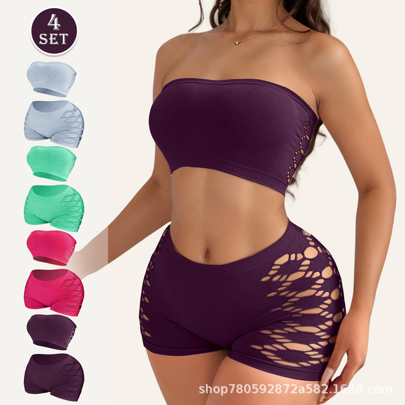 2-Piece Diamond-Patterned Romantic-Retro Palace Classic Sexy Pure Desire Backless Sports Bra Set 2-Piece Diamond-Patterned Romantic-Retro Palace Classic Sexy Pure Desire Backless Sports Bra Set