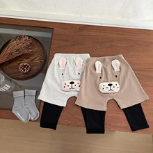 婴儿裤子春秋季新款韩系男女宝宝卡通可爱大PP裤小童洋气假两件长