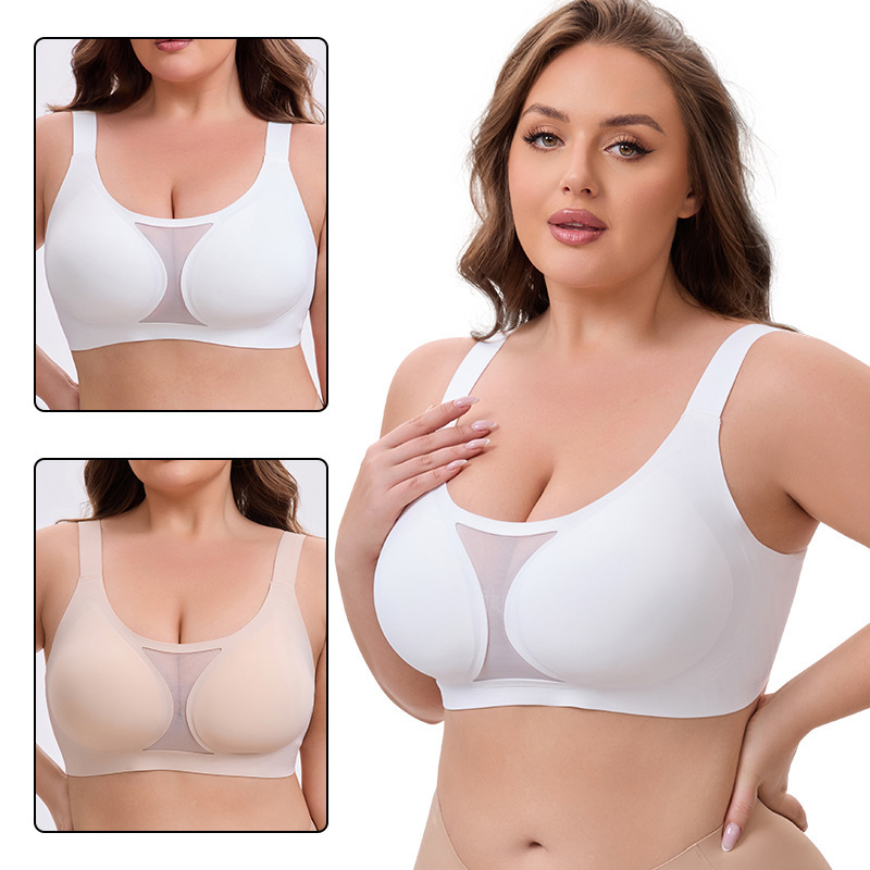 Mesh Bra Gu Rao Cross-Border Shapewear Breathable Lift-Up Wireless Seamless Large Size Bra
