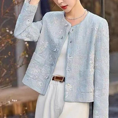 新しい中国風のショートコート女性のための 2025 春の新しいハイエンドの唐スーツヘビー刺繍トップ