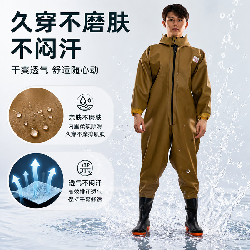 Full-Body Rubber Waterproof Waders for Fishing, Sea Fishing, and Pond Work