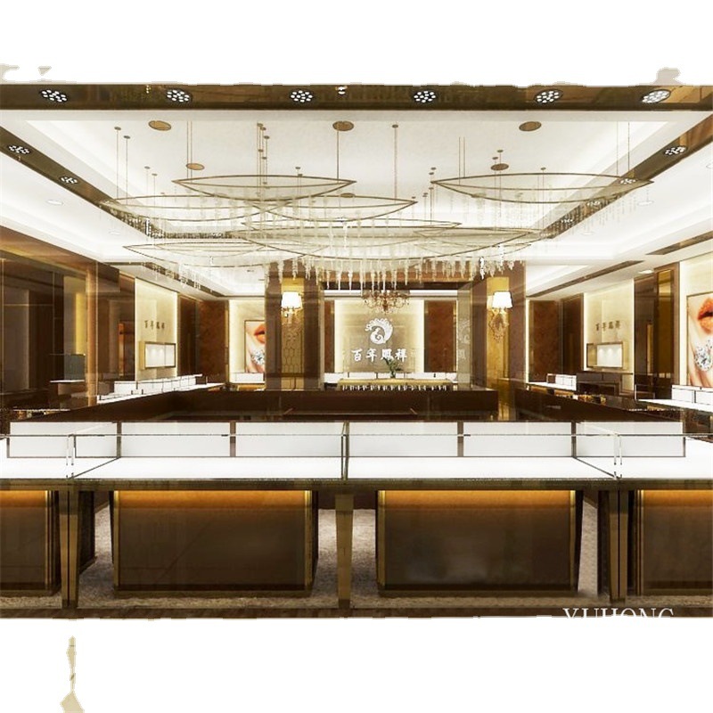 珠宝柜定制 黄金项链珠宝展示柜翡玉石首饰摆放陈列玻璃柜展示台