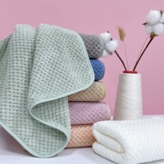 新款珊瑚絨毛巾菠蘿格柔軟吸水速幹家用洗臉毛巾印logo禮品毛巾