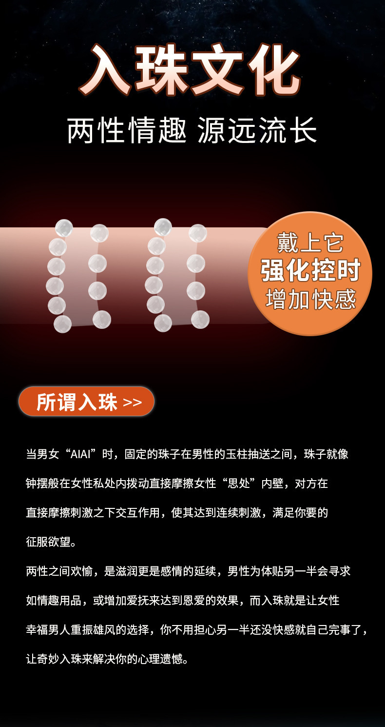 18-Bead Penile Ring with Joker Design for G-Spot Stimulation — detail image 12