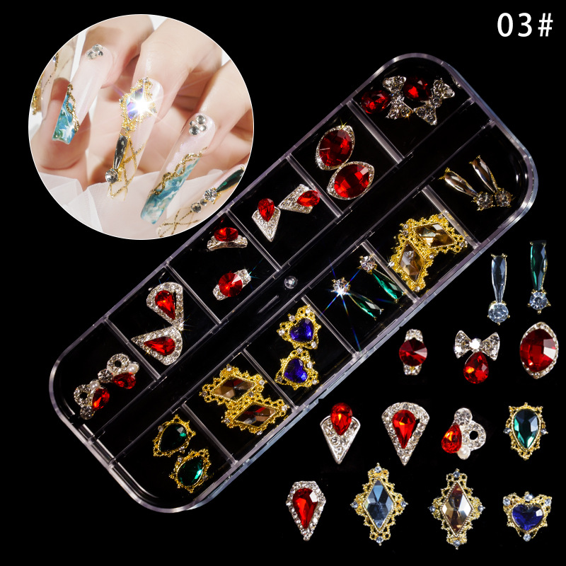 Nuevas joyas de manicura aleación de pegado de uñas accesorios de manicura de perforación de perforación de múltiples estilos de joyas de manicura mezcladas