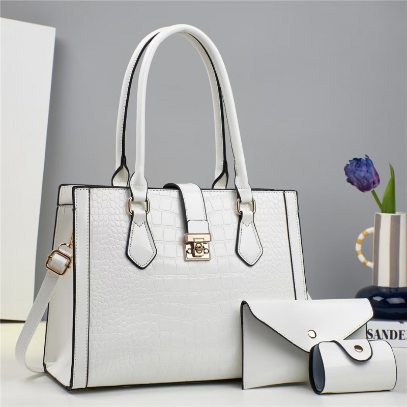 Baja de tres piezas, hija 2025, nueva bolsa de mano de gran capacidad, bolsas de hombro con patrón de cocodrilo de piel brillante, bolsas transfronterizas