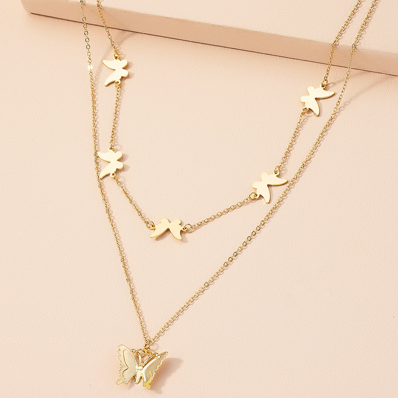 wholesale jewelry simple butterfly pendant double layer necklace Nihaojewelry