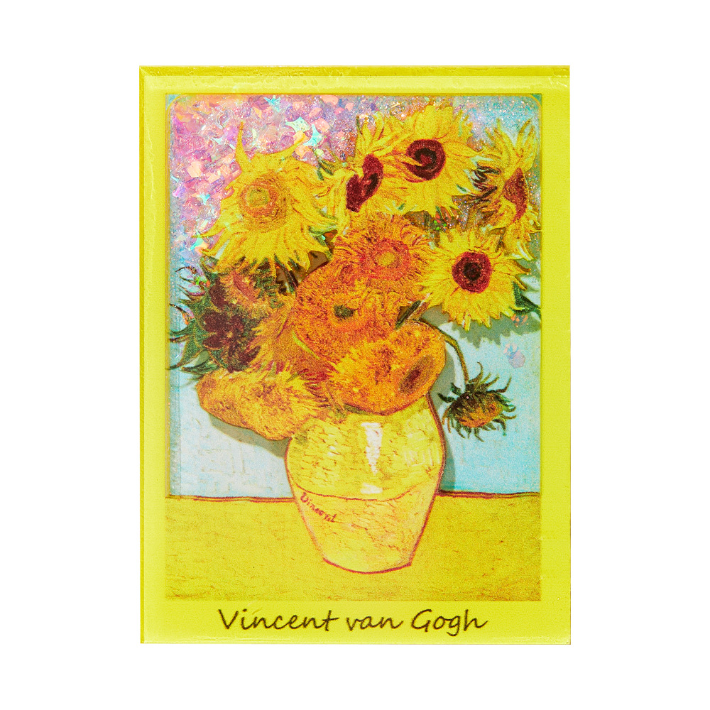 반 고그 별이 빛나는 하늘 해바라기 퀵 샌드 흐르는 대마 냉장고 자석 자석 맞춤형 반 고그 창조적 인 자석 밤 하늘 쌀