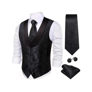 2025 Cross-border New Arrival Shade Collar Single-breasted Men's Vest Slim-fit Tuxedo Collar Groom Dress Vest