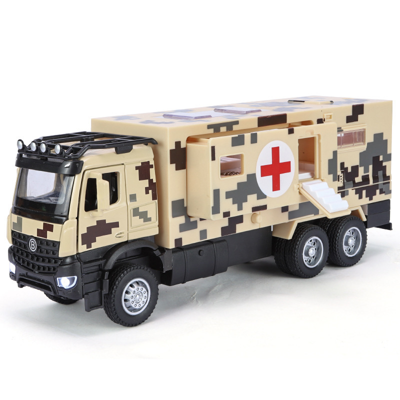 Nuevo modelo de coche de aleación Haodi 1:32 de coche médico militar, luz y sonido, juguete, modelo de sonido de coche, decoración