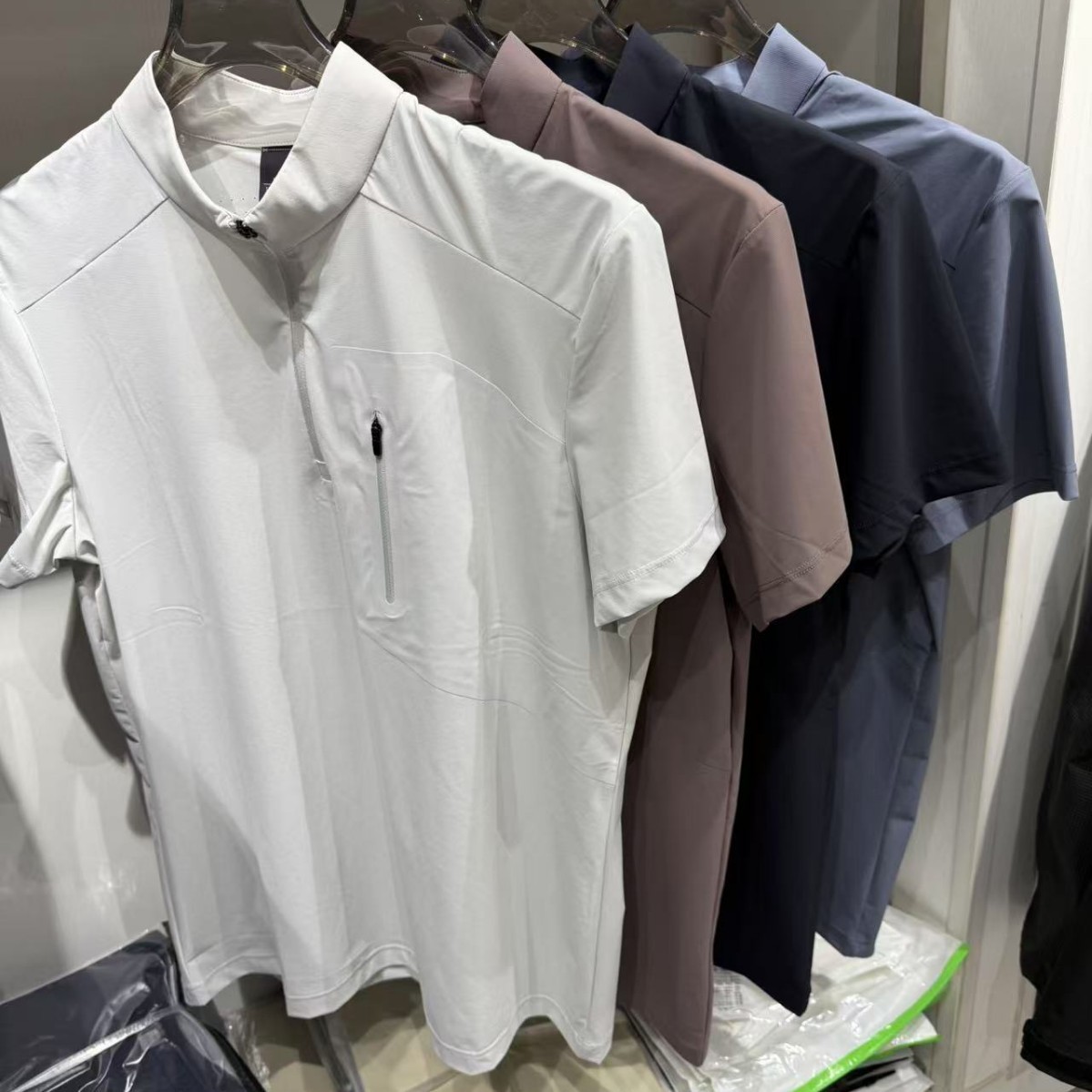 H family same new polo shirt half zipper short sleeve men's breathable bottoming shirt stand collar ice silk quick-drying t-shirt group purchase