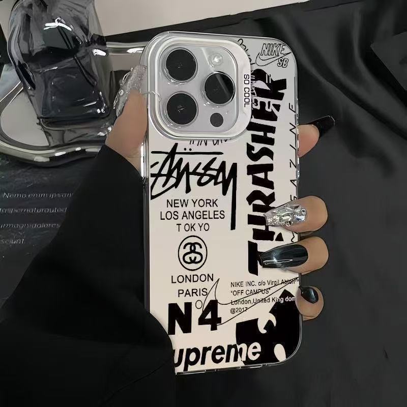 アルファベットのトレンディなブランド風iPhoneケース、個性的で元気なデザイン、iPhone17Promax/16/15/14/13対応、欧米風|undefined