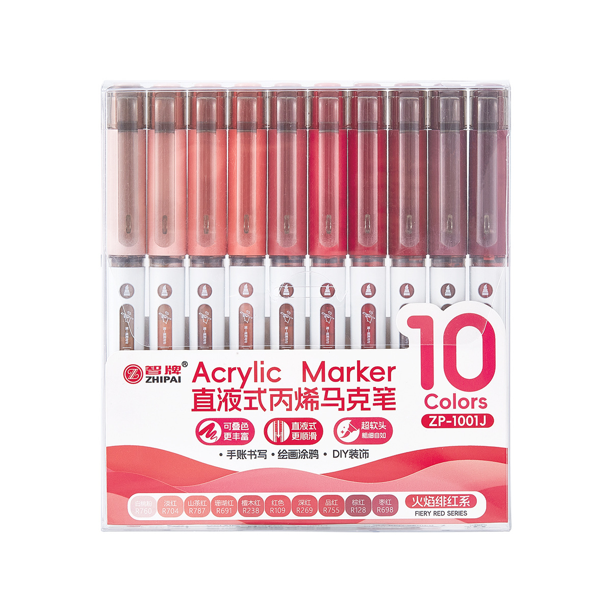 Bolígrafo de acrílico líquido recto de cabeza suave multicolor de gran capacidad para estudiantes cuentas de mano para pintar bolígrafo de tinta visual