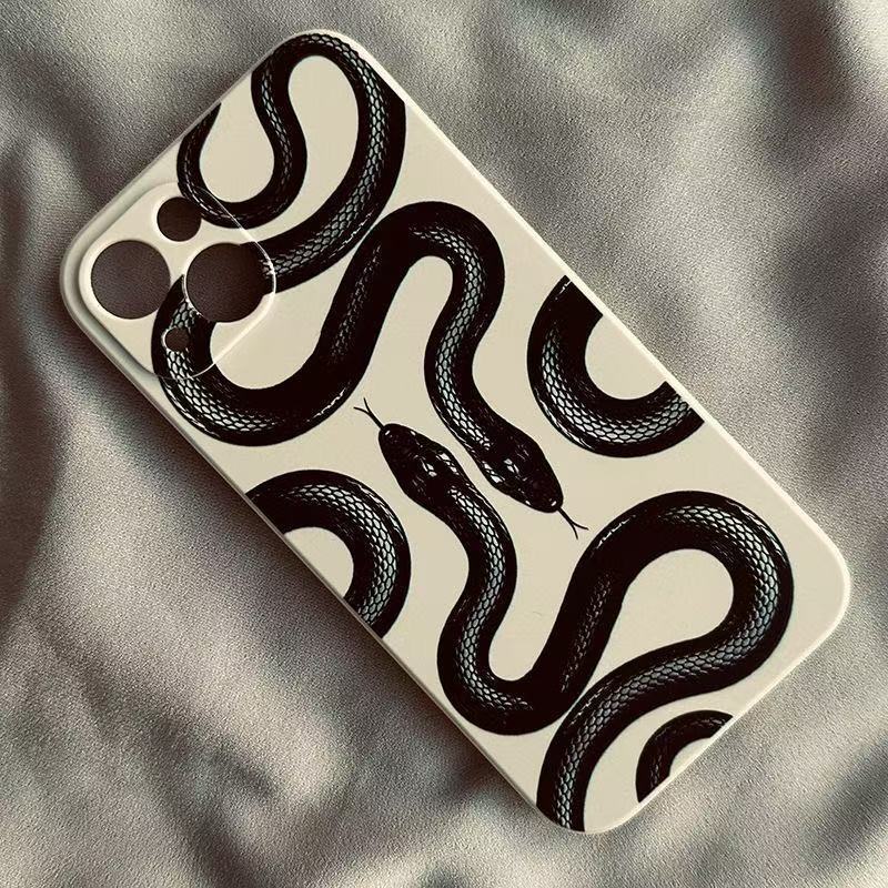 Funda para teléfono móvil iphone16promax nuevo Apple 15 Rubik's Cube recto borde 14pro personalidad serpiente negra 13/12