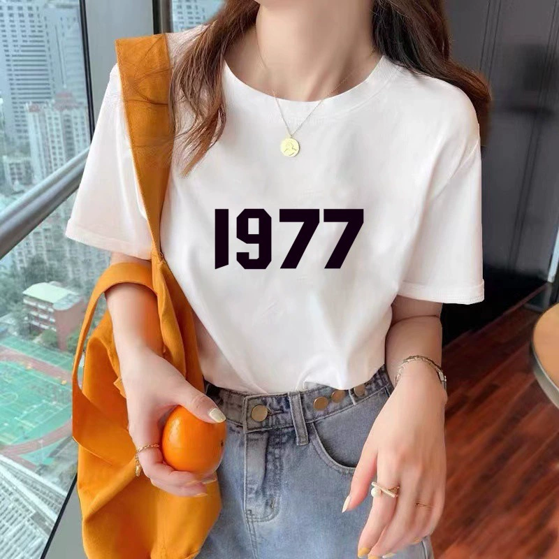 Летняя японская и корейская повседневная свободная женская футболка из чистого хлопка с короткими рукавами и принтом, модный универсальный женский топ с дизайном.