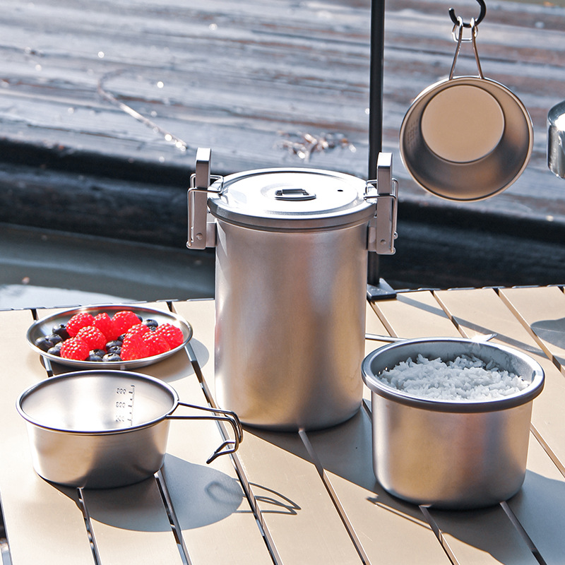 304 utensilios de cocina al aire libre acero inoxidable especial camping vapor estufa portátil traje olla colgante