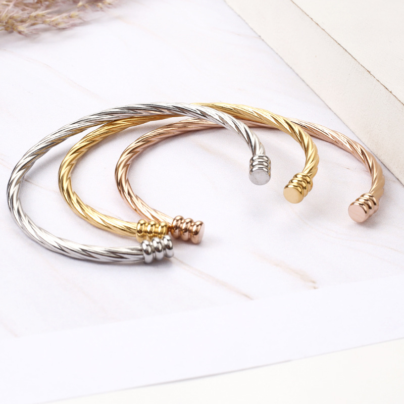 Fashion Geometric Titanium Steel Plating Bangle