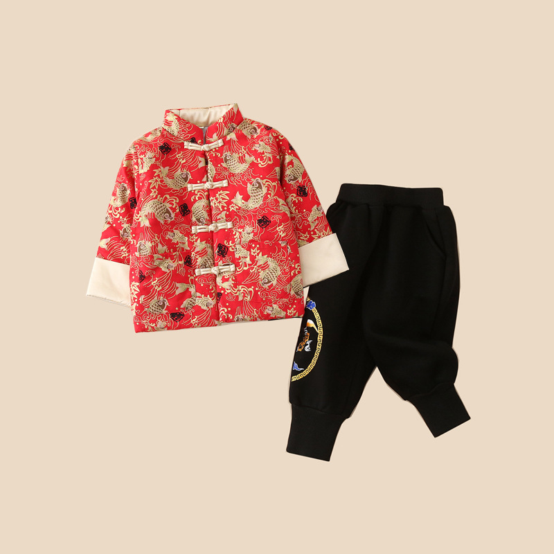 Estilo chino hanfu Niño de Año Nuevo festivo bebé traje de algodón ropa de invierno ropa de felicitación de Año Nuevo para niños Tang traje antiguo traje
