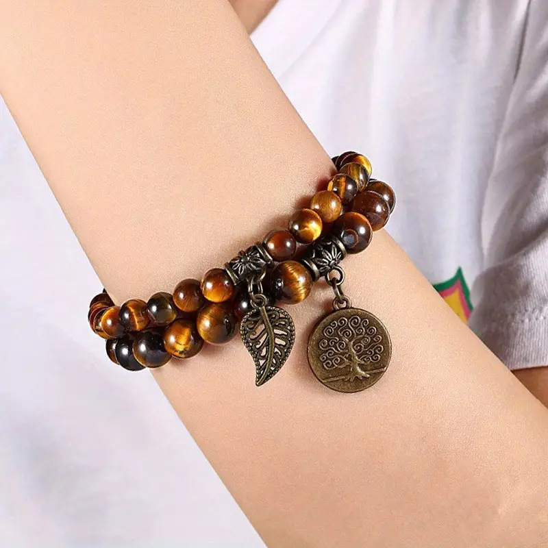 Style Vintage Style Ethnique Feuille Arbre Agate Tricot Bracelets display picture 5