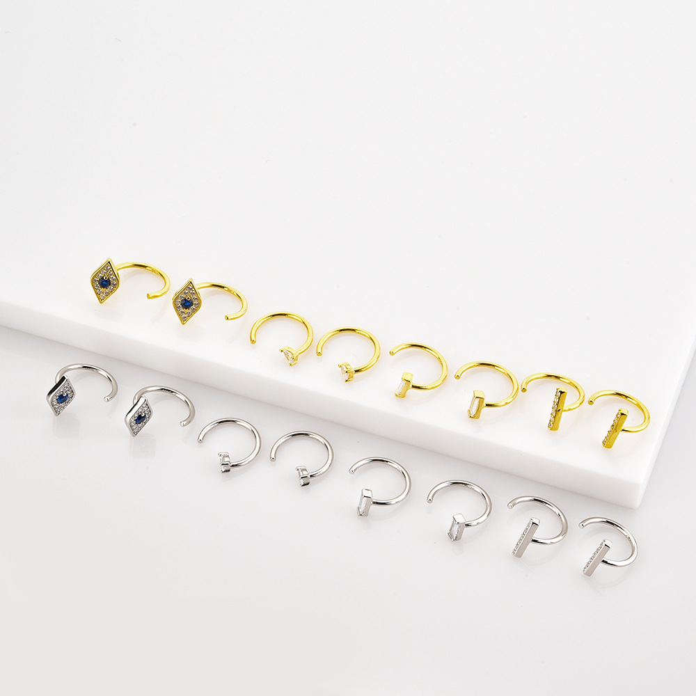 Electroplating Gold Plating Process 925 Sterling Silver Ear Needle Material 1 Pair 925 Sterling Silver Zircon Geometric Earrings