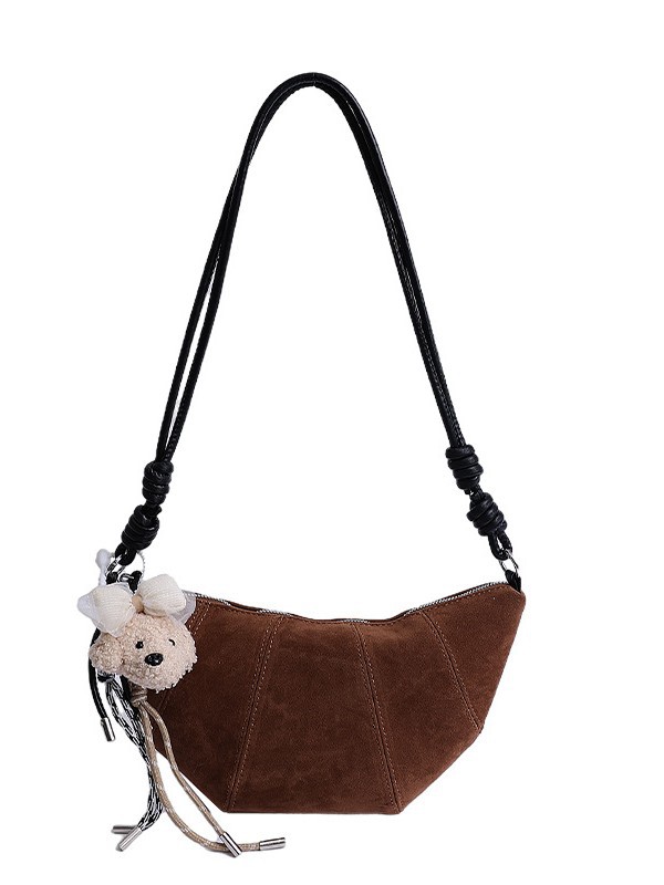 Bolso Bandolera Tipo Dumpling de PU con Costuras para Uso Diario