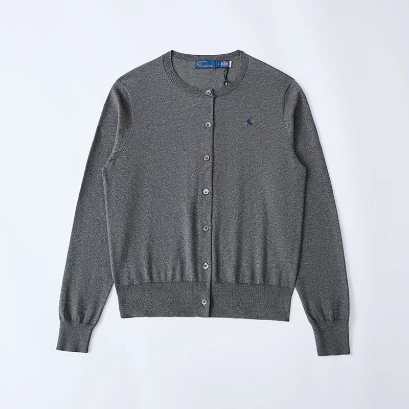 26 classic RL Ralph Lauren logo embroidered women's slim-fit versatile round-neck knitted cardigan tops with long sleeves