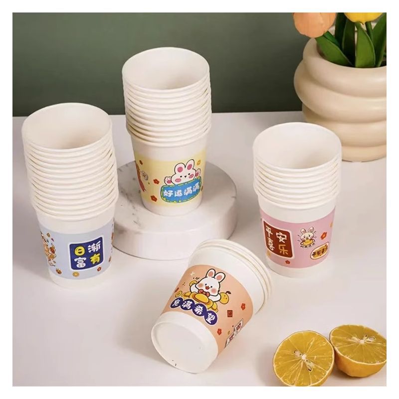 Tazas de papel desechables para el hogar tazas de espesamiento de oficina comerciales tazas de té bebidas frías y calientes Coca-Cola tazas de café de té de leche