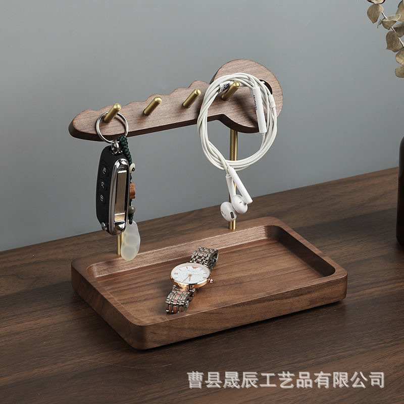 Organizador de Llaves para Entrada, Caja de Almacenamiento para Artículos Diversos de Escritorio, Exhibidor de Joyería de Madera Maciza
