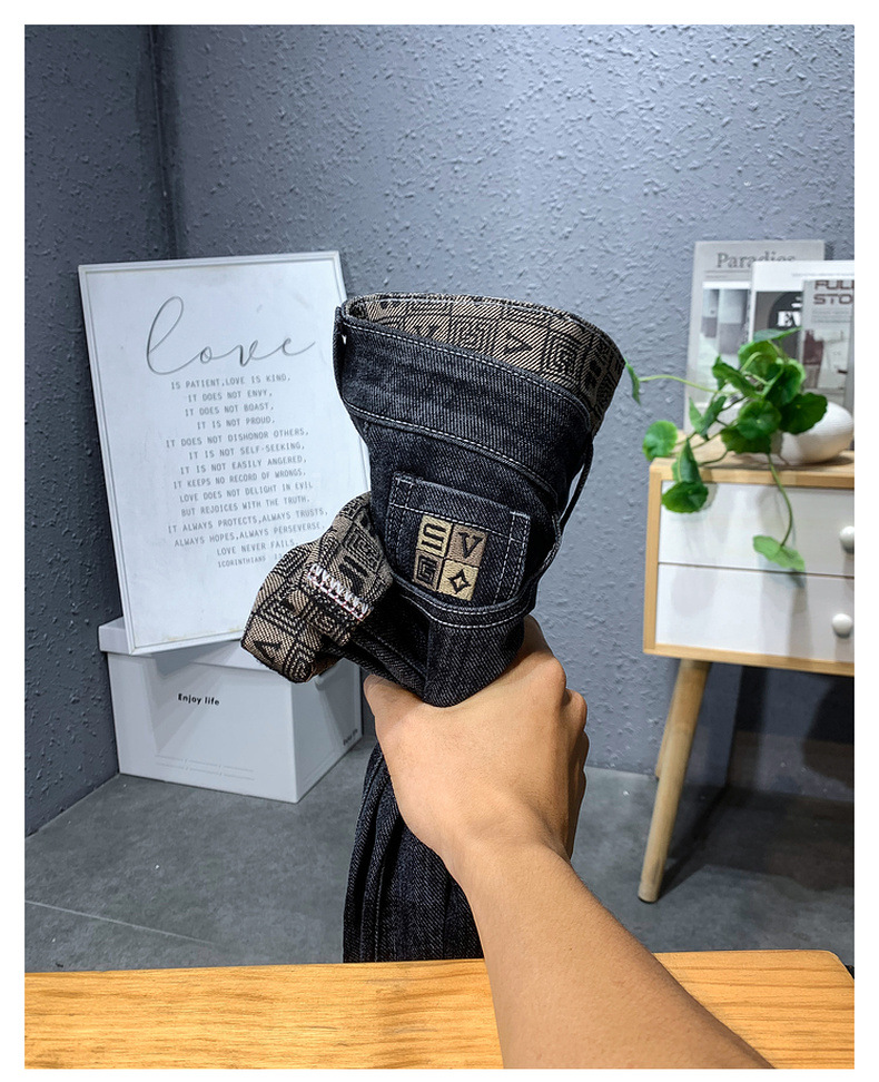 Men's Blue Straight Leg Jeans Comfortable Minimalist Fashion_voghion.com