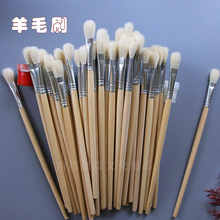 陶瓷彩绘笔木质水粉笔羊毛画笔数字油画笔金箔银箔描金扫粉笔刷