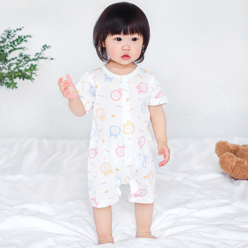 Baby camiseta de manga corta, pijamas delgados de algodón recién nacido, ropa de verano para niños, niñas y niños, ropa de bebé