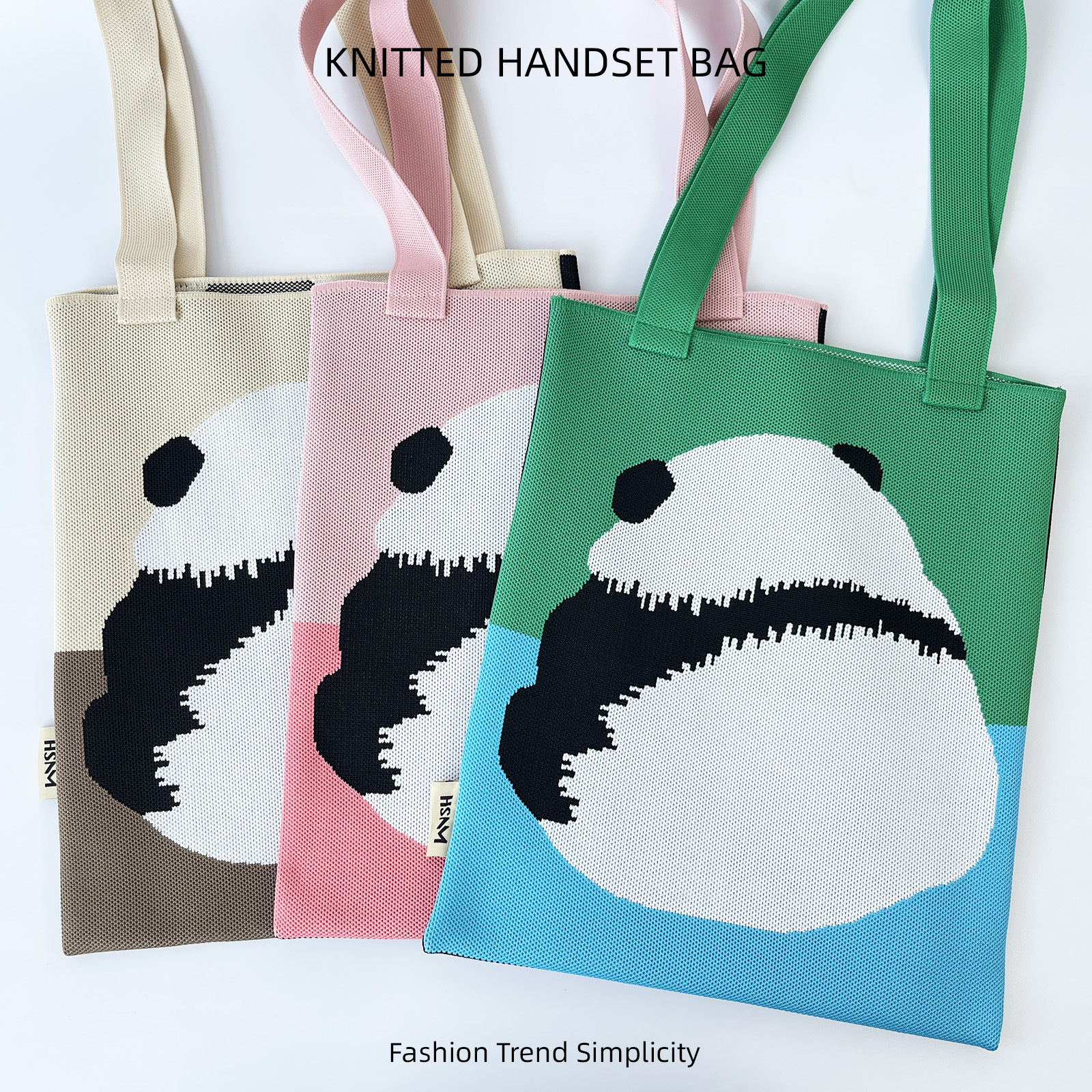 Nueva linda espalda panda bolso de tejido de moda versátil gran capacidad de viaje bolso de hombro de mujer bolso