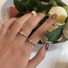 法式s925銀異形帶鑽戒指女ins韓國小眾氣質指環歐美開口食指戒潮