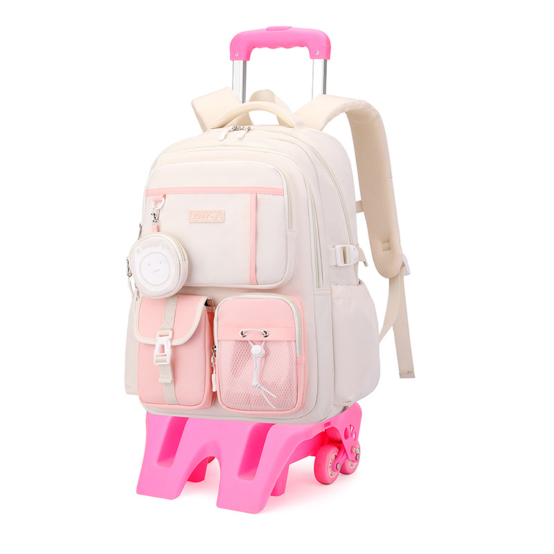 Nueva mochila de tirón para estudiantes de escuela primaria niñas 3 - 6 grados estudiantes de gran capacidad de moda mochila de tirón para estudiantes ligeros