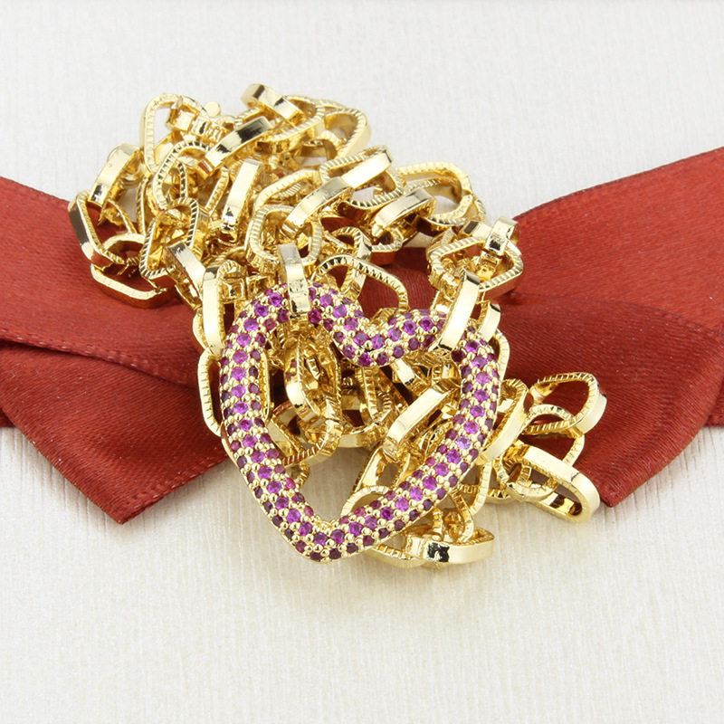 new gold-plated full diamond heart-shaped necklace