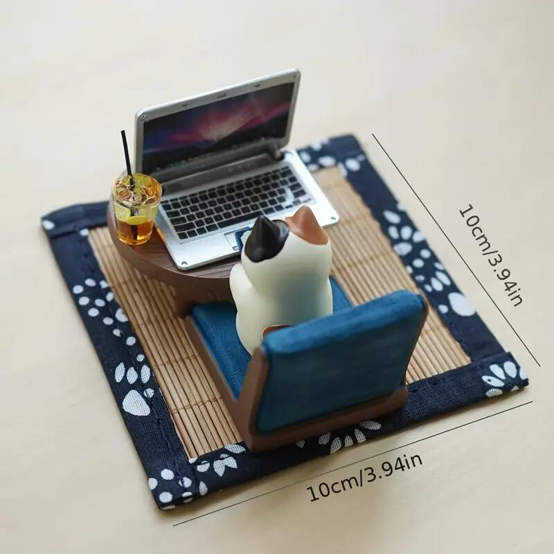 새로운 뜨거운 일본 식료품 고양이 개구리 사무실 장면 수지 촬영 사진 소품 홈 장식품 휴대용