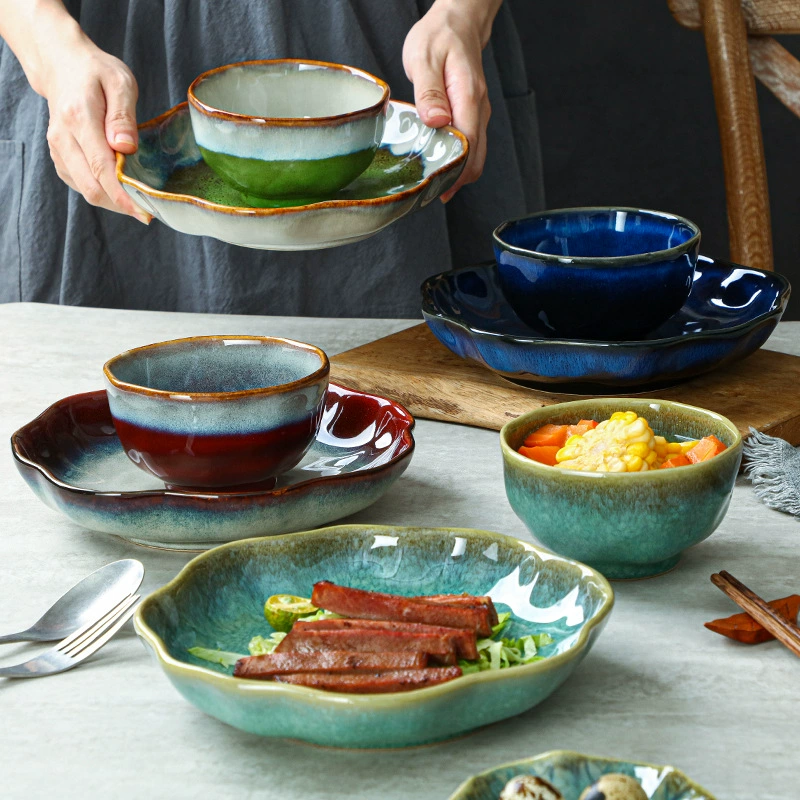 Japanese retro ceramic tableware, set, light luxury style