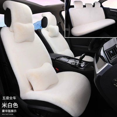 plush seat cushion with lumbar support, Wool pad - off-white-large-size-full-size-five-seater-luxury-version