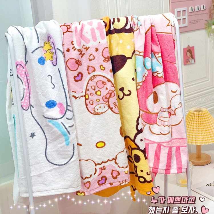 Kuromi Cinnamon Dog Microfiber Cartoon Bath Towel Absorbent Bath Towel Children's Bath Towel Beach Large Towel Wrap