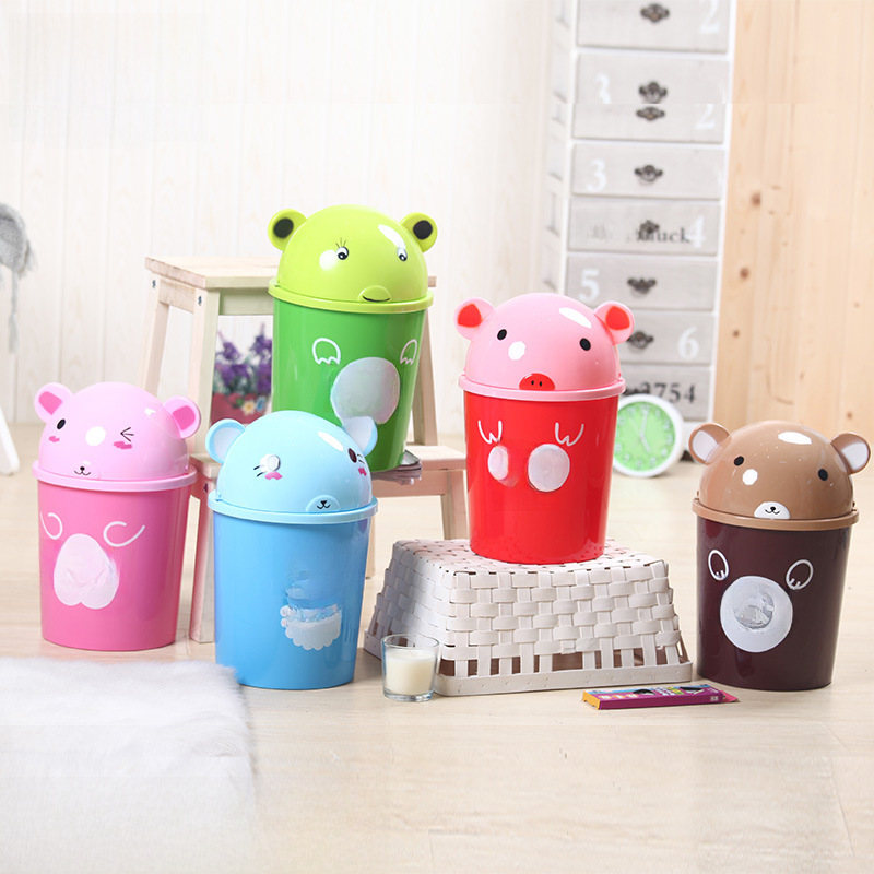 Plastic cartoon fashionable creative garbage can for home use