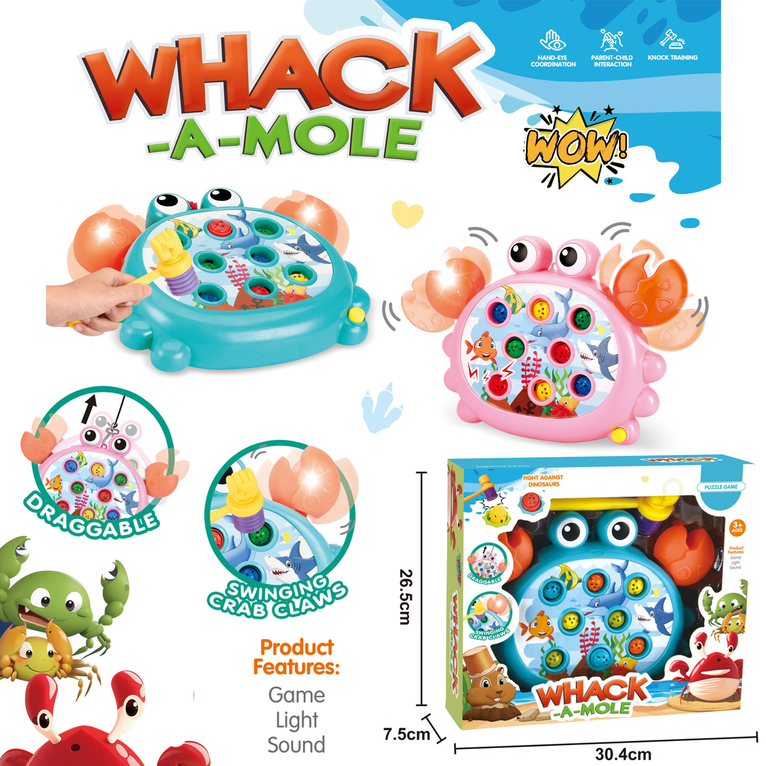 (Cross-border trading), (Wholesale), flashing toy, electric lightweight music drums for crawling anti-stress "Gopher"