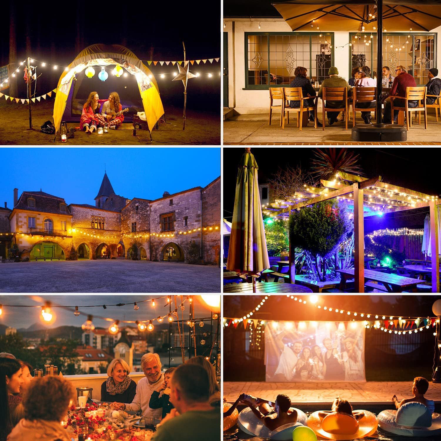 Ventas transfronterizas de cadenas de lámparas solares al aire libre vidrio plástico G40 LED de decoración de navidad g40 cadenas